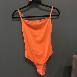 Coral velvet bodysuit